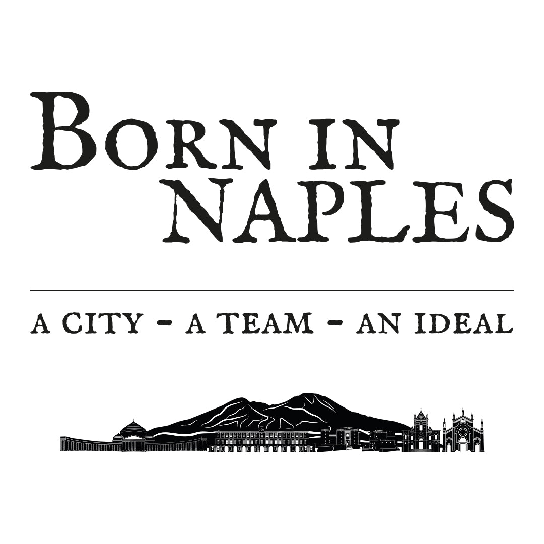 Felpa con cappuccio "Born in Naples" bianca e nera