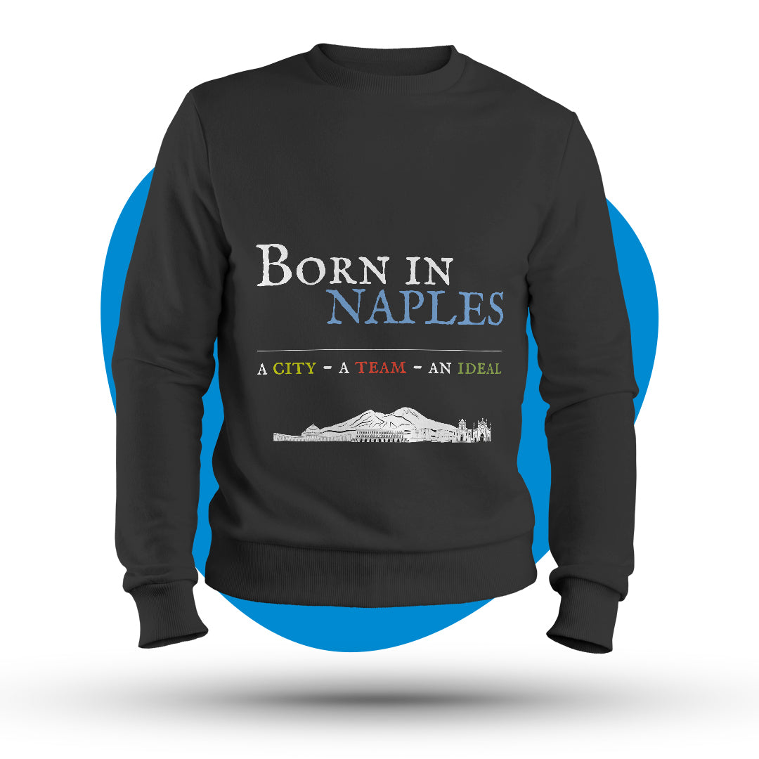 Felpa girocollo "Born in Naples" colorata