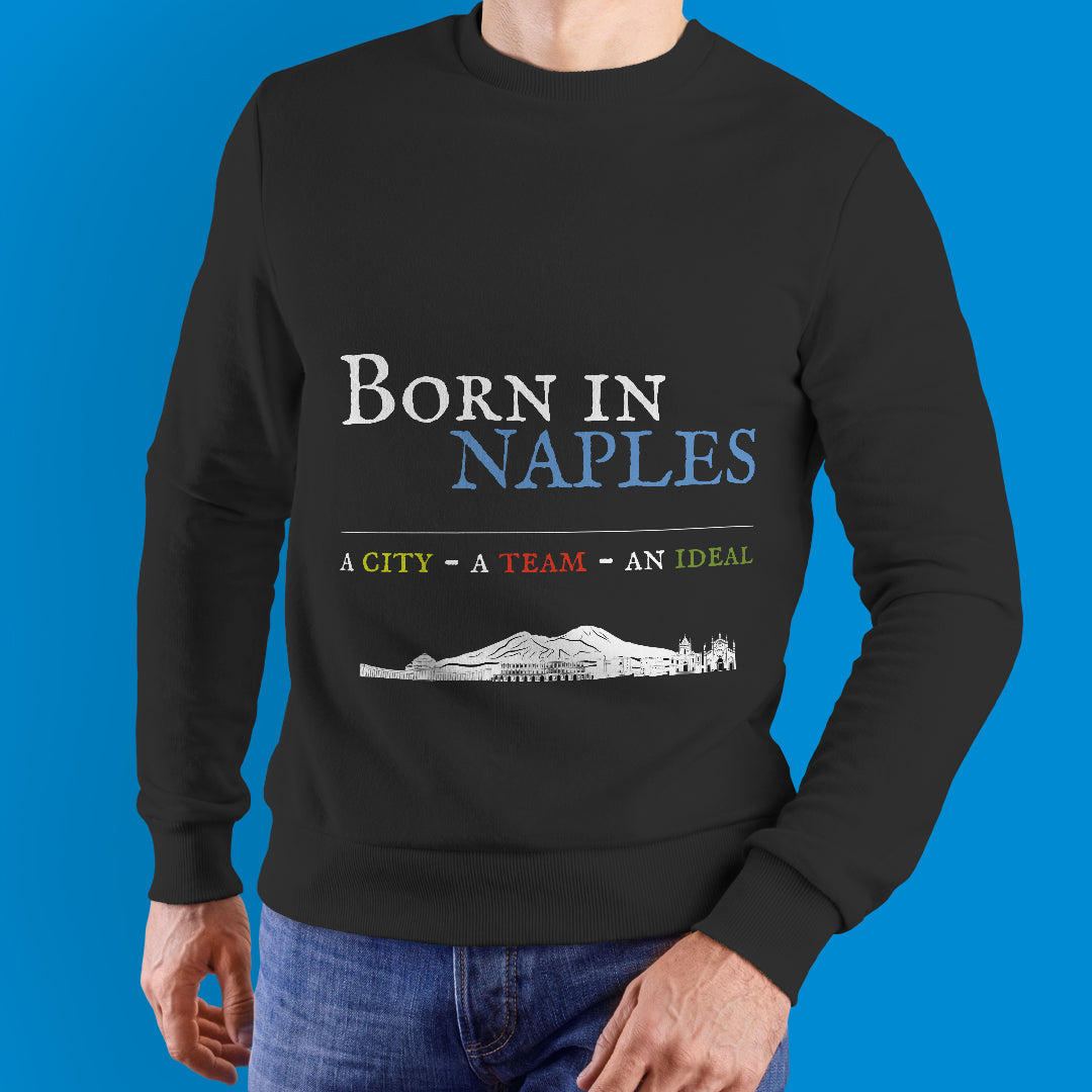 Felpa girocollo "Born in Naples" colorata