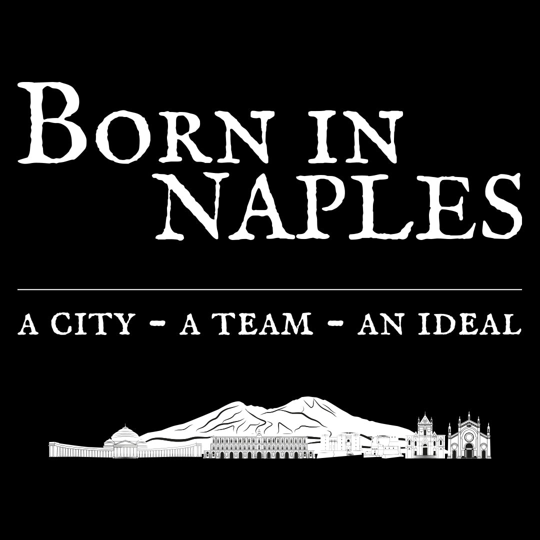 Felpa con cappuccio "Born in Naples" bianca e nera