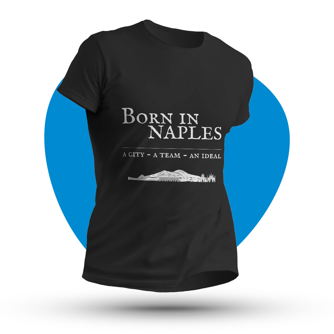Maglia mezza manica "Born in Naples" bianca e nera