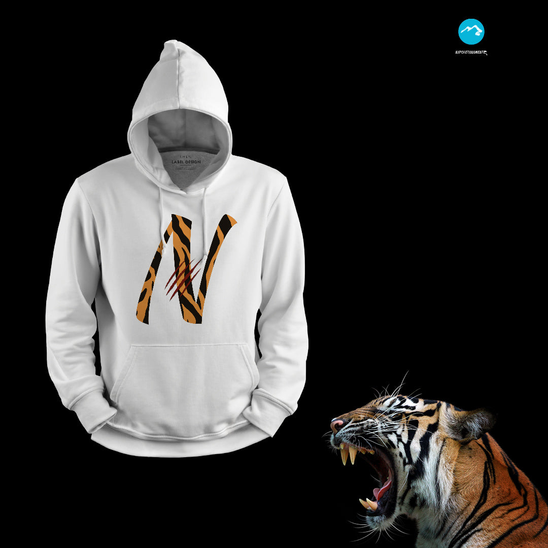 Felpa con cappuccio fantasia animalier "Tigre"