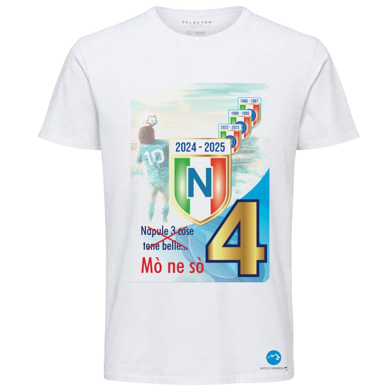Maglietta napoletana 4 scudetto Napoli colore bianco