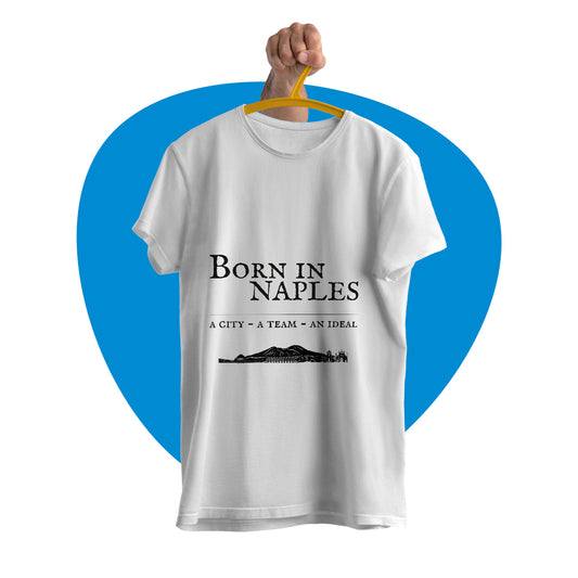 Maglia mezza manica "Born in Naples" bianca e nera