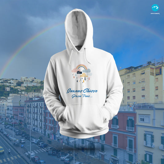 Felpa con cappuccio "Quanno chiove" dedica a Pino Daniele