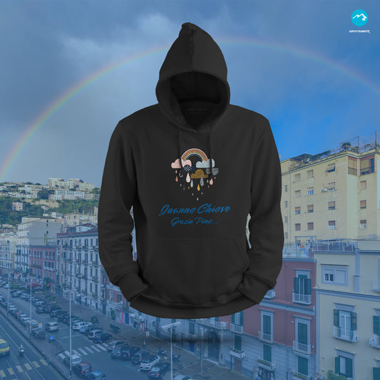 Felpa con cappuccio "Quanno chiove" dedica a Pino Daniele