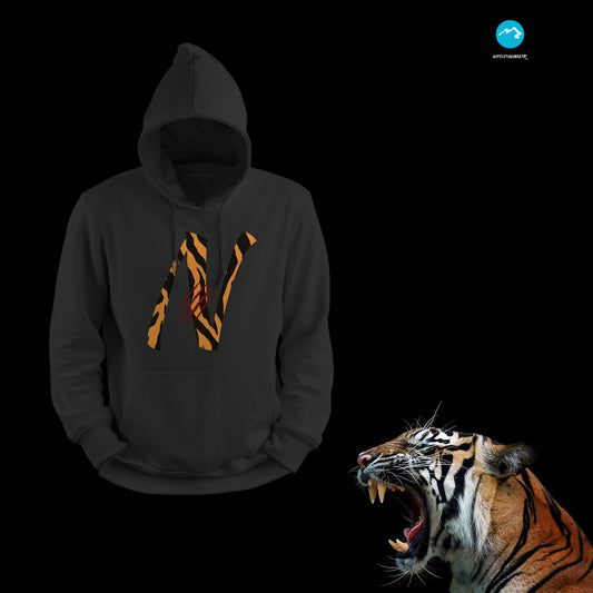 Felpa con cappuccio fantasia animalier "Tigre"