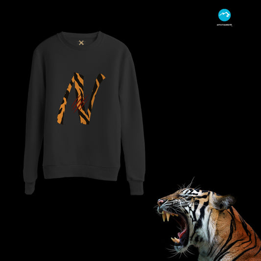Felpa girocollo fantasia animalier "Tigre"